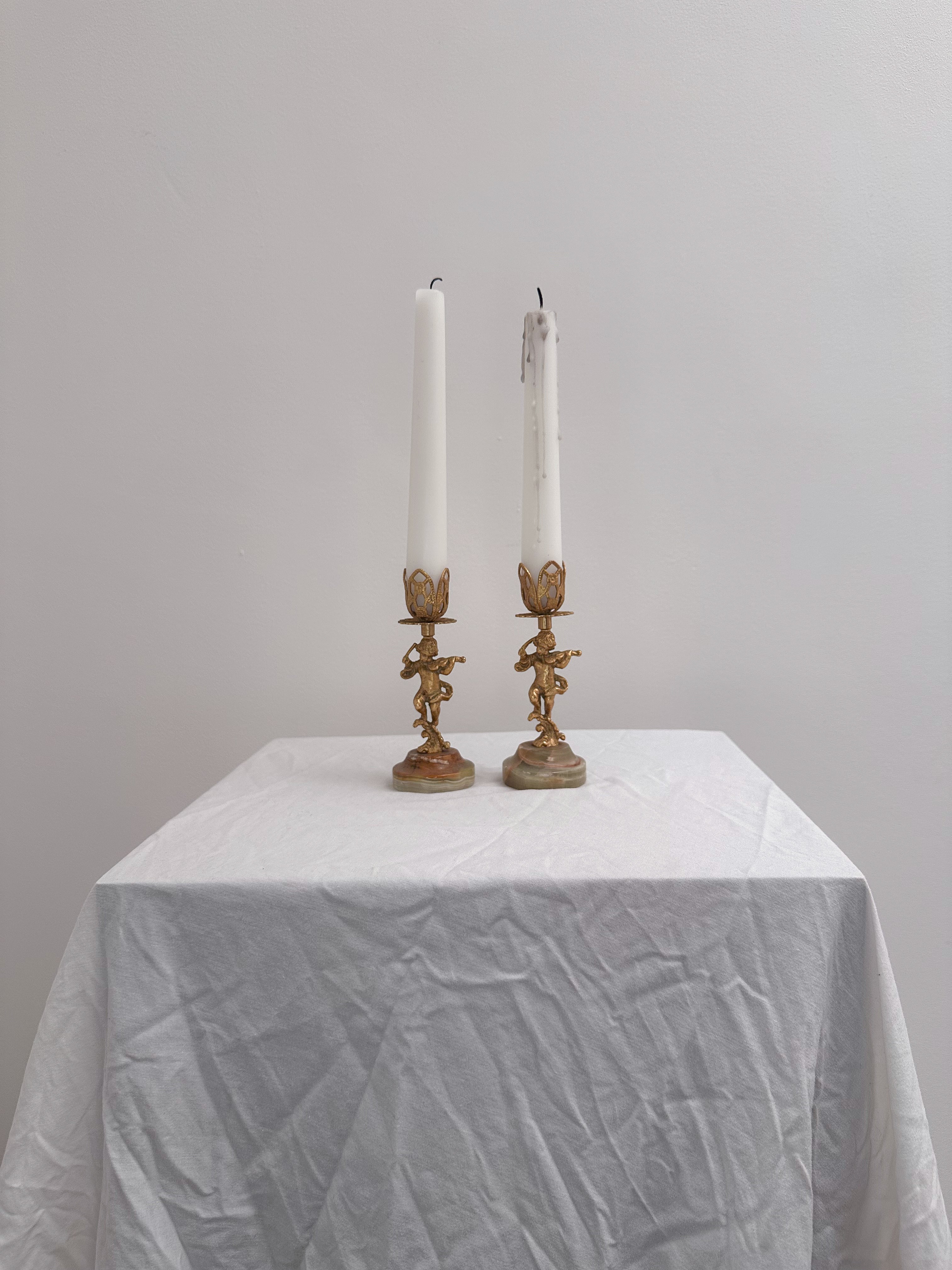 Vintage Azizoff of London Onyx Marble and Gold Candlesticks – manteld