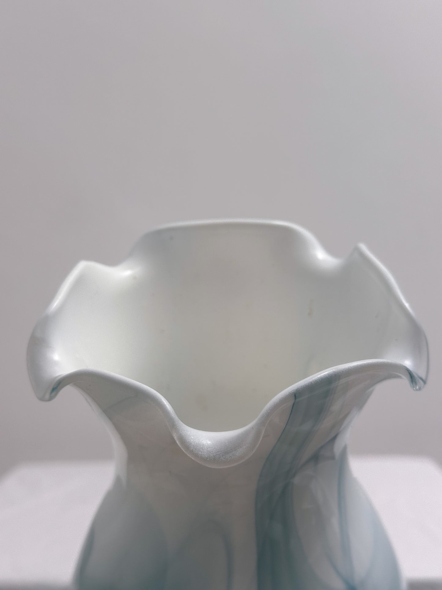 Authentic Murano Glass Vase – Blue and White Swirl